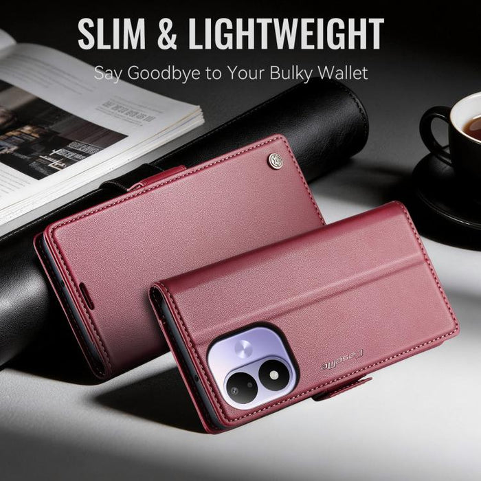 Funda para teléfono con textura de lichi y hebilla de mariposa con RFID y antirrobo CaseMe 023, For Redmi Note 17 4G / 5G Global 169.7mm, For Redmi Note 17 Pro Max Global 163.4mm, For Redmi Note 17 Pro 5G Global 163.5mm, For Xiaomi 17T Pro 5G          ...