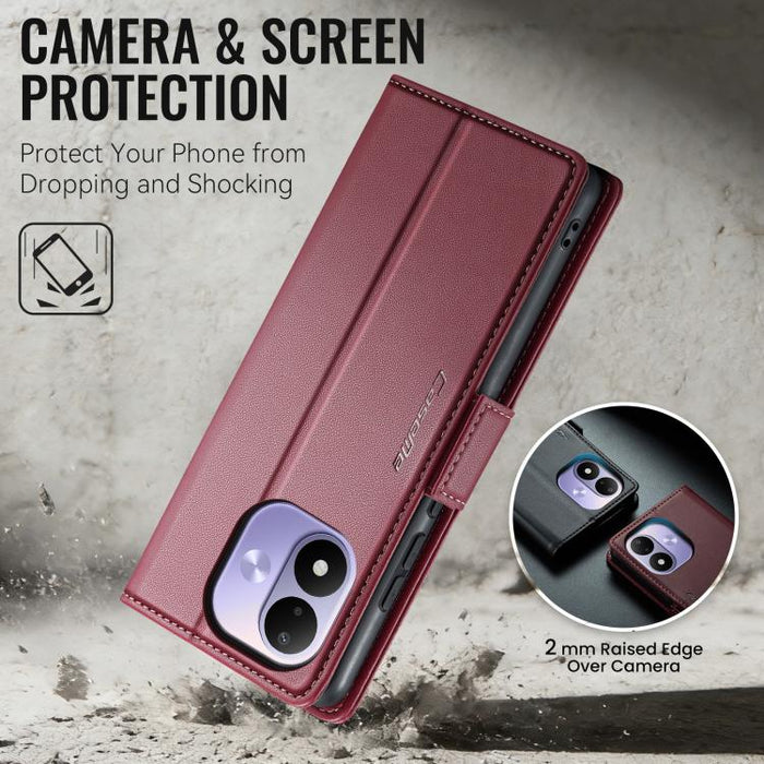 Funda para teléfono con textura de lichi y hebilla de mariposa con RFID y antirrobo CaseMe 023, For Redmi Note 17 4G / 5G Global 169.7mm, For Redmi Note 17 Pro Max Global 163.4mm, For Redmi Note 17 Pro 5G Global 163.5mm, For Xiaomi 17T Pro 5G          ...