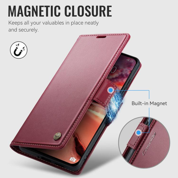 Funda para teléfono con textura de lichi y hebilla de mariposa con RFID y antirrobo CaseMe 023, For Redmi Note 17 4G / 5G Global 169.7mm, For Redmi Note 17 Pro Max Global 163.4mm, For Redmi Note 17 Pro 5G Global 163.5mm, For Xiaomi 17T Pro 5G          ...