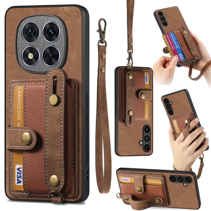 Funda de cuero para teléfono con parte trasera tipo billetera y pulsera con cruz retro, For Xiaomi Redmi Note 14 Pro+ 5G, For Xiaomi Redmi Note 14 Pro 5G