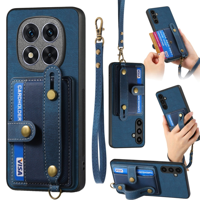 Funda de cuero para teléfono con parte trasera tipo billetera y pulsera con cruz retro, For Xiaomi Redmi Note 14 Pro+ 5G, For Xiaomi Redmi Note 14 Pro 5G