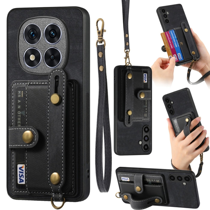 Funda de cuero para teléfono con parte trasera tipo billetera y pulsera con cruz retro, For Xiaomi Redmi Note 14 Pro+ 5G, For Xiaomi Redmi Note 14 Pro 5G