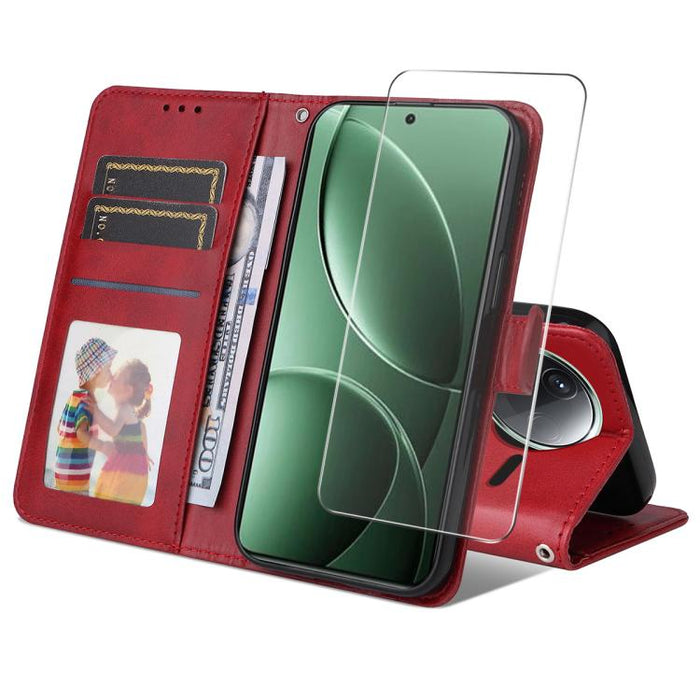 ENKAY - Funda para teléfono con tarjetero de piel de becerro con textura y película protectora, For Redmi 15 5G Global / 15 4G SEA 169.5mm, For Redmi 15 5G / 4G EU 171mm, For Redmi 15C 5G / 4G Global 171mm, For Redmi 15C 5G / 4G EU 173mm               ...