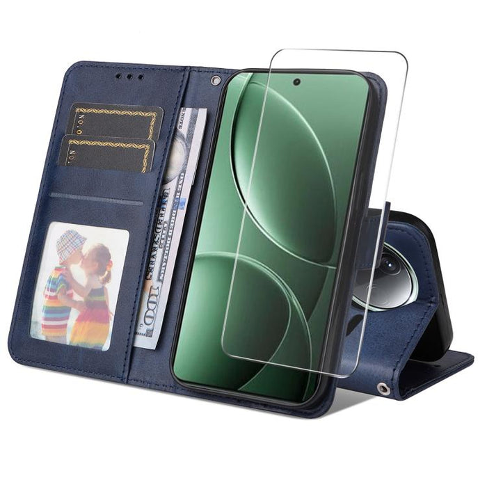 ENKAY - Funda para teléfono con tarjetero de piel de becerro con textura y película protectora, For Redmi 15 5G Global / 15 4G SEA 169.5mm, For Redmi 15 5G / 4G EU 171mm, For Redmi 15C 5G / 4G Global 171mm, For Redmi 15C 5G / 4G EU 173mm               ...