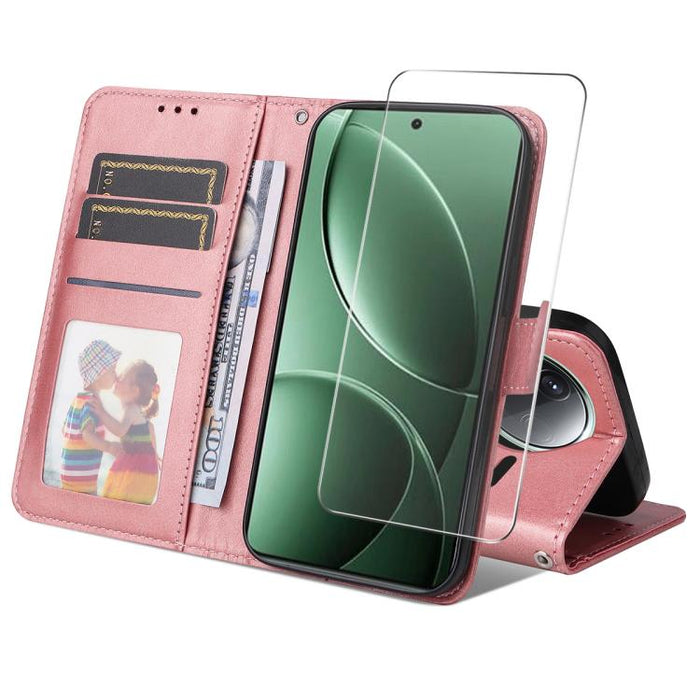 ENKAY - Funda para teléfono con tarjetero de piel de becerro con textura y película protectora, For Redmi 15 5G Global / 15 4G SEA 169.5mm, For Redmi 15 5G / 4G EU 171mm, For Redmi 15C 5G / 4G Global 171mm, For Redmi 15C 5G / 4G EU 173mm               ...