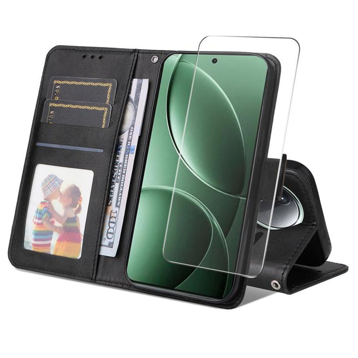 ENKAY - Funda para teléfono con tarjetero de piel de becerro con textura y película protectora, For Redmi 15 5G Global / 15 4G SEA 169.5mm, For Redmi 15 5G / 4G EU 171mm, For Redmi 15C 5G / 4G Global 171mm, For Redmi 15C 5G / 4G EU 173mm               ...