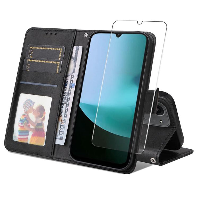ENKAY - Funda para teléfono con tarjetero de piel de becerro con textura y película protectora, For Redmi 15 5G Global / 15 4G SEA 169.5mm, For Redmi 15 5G / 4G EU 171mm, For Redmi 15C 5G / 4G Global 171mm, For Redmi 15C 5G / 4G EU 173mm               ...