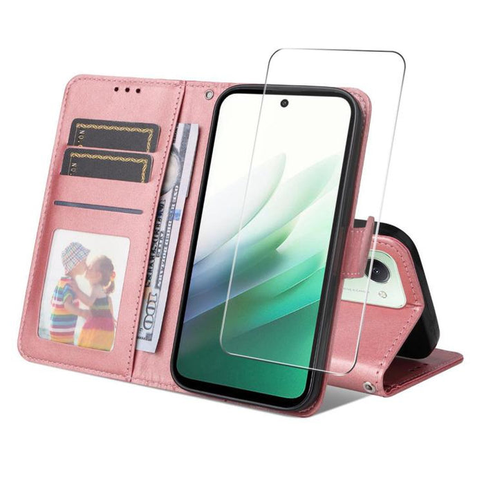 ENKAY - Funda para teléfono con tarjetero de piel de becerro con textura y película protectora, For Redmi 15 5G Global / 15 4G SEA 169.5mm, For Redmi 15 5G / 4G EU 171mm, For Redmi 15C 5G / 4G Global 171mm, For Redmi 15C 5G / 4G EU 173mm               ...