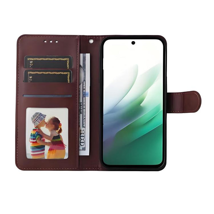 ENKAY - Funda para teléfono con tarjetero de piel de becerro con textura y película protectora, For Redmi 15 5G Global / 15 4G SEA 169.5mm, For Redmi 15 5G / 4G EU 171mm, For Redmi 15C 5G / 4G Global 171mm, For Redmi 15C 5G / 4G EU 173mm               ...