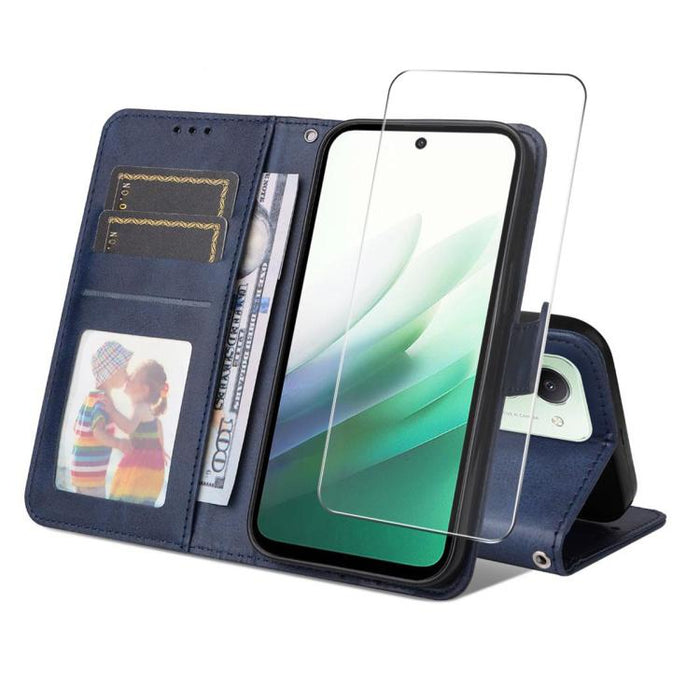 ENKAY - Funda para teléfono con tarjetero de piel de becerro con textura y película protectora, For Redmi 15 5G Global / 15 4G SEA 169.5mm, For Redmi 15 5G / 4G EU 171mm, For Redmi 15C 5G / 4G Global 171mm, For Redmi 15C 5G / 4G EU 173mm               ...