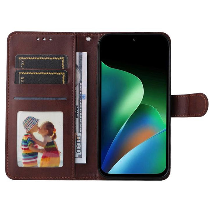 ENKAY - Funda para teléfono con tarjetero de piel de becerro con textura y película protectora, For Redmi 15 5G Global / 15 4G SEA 169.5mm, For Redmi 15 5G / 4G EU 171mm, For Redmi 15C 5G / 4G Global 171mm, For Redmi 15C 5G / 4G EU 173mm               ...
