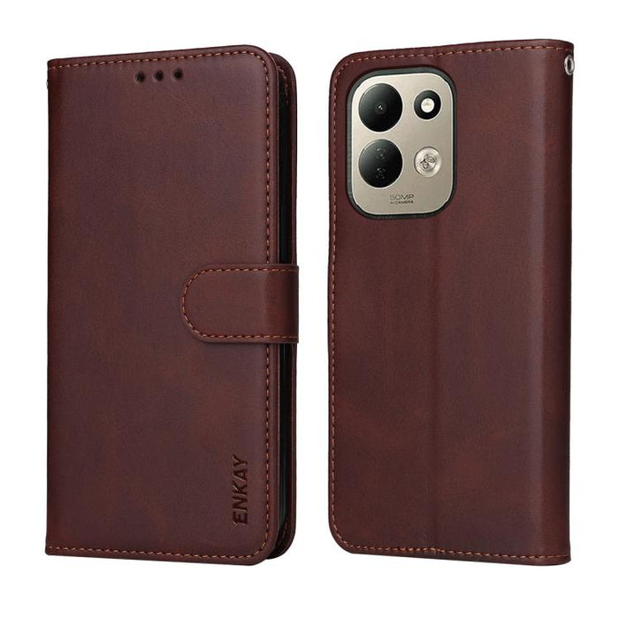 ENKAY - Funda para teléfono con tarjetero de piel de becerro con textura y película protectora, For Redmi 15 5G Global / 15 4G SEA 169.5mm, For Redmi 15 5G / 4G EU 171mm, For Redmi 15C 5G / 4G Global 171mm, For Redmi 15C 5G / 4G EU 173mm               ...