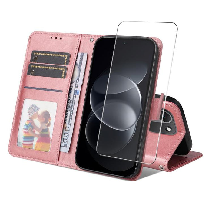 ENKAY - Funda para teléfono con tarjetero de piel de becerro con textura y película protectora, For Redmi 15 5G Global / 15 4G SEA 169.5mm, For Redmi 15 5G / 4G EU 171mm, For Redmi 15C 5G / 4G Global 171mm, For Redmi 15C 5G / 4G EU 173mm               ...