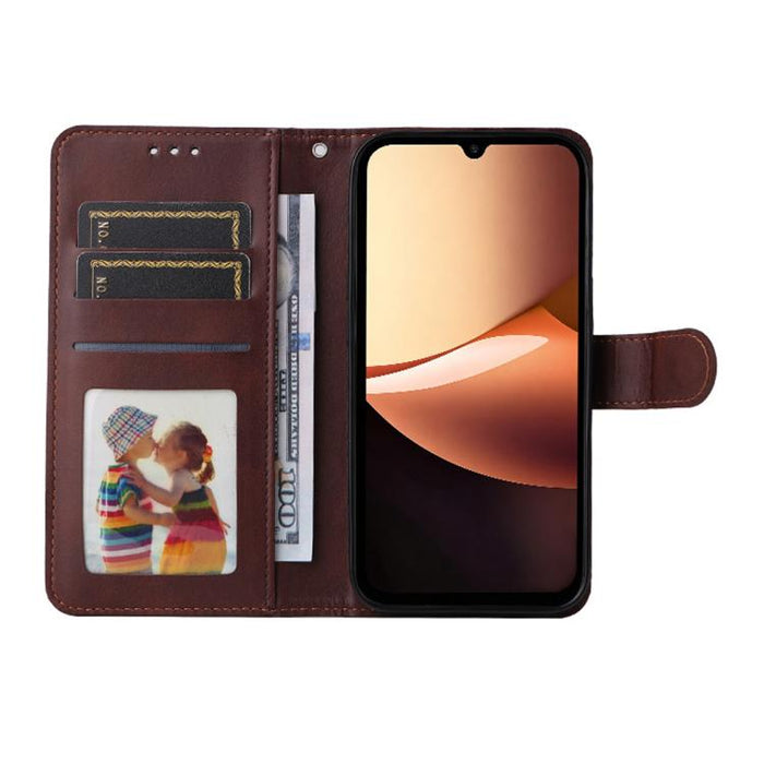 ENKAY - Funda para teléfono con tarjetero de piel de becerro con textura y película protectora, For Redmi 15 5G Global / 15 4G SEA 169.5mm, For Redmi 15 5G / 4G EU 171mm, For Redmi 15C 5G / 4G Global 171mm, For Redmi 15C 5G / 4G EU 173mm               ...