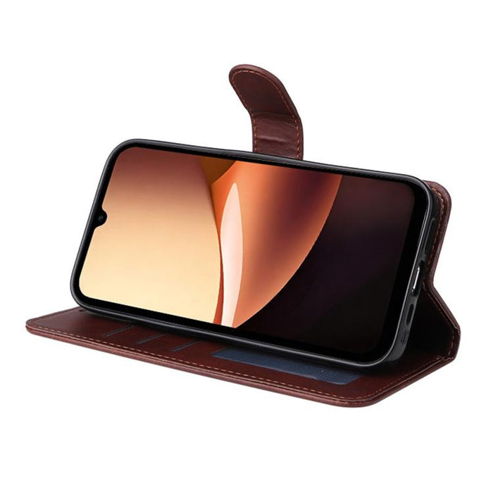 ENKAY - Funda para teléfono con tarjetero de piel de becerro con textura y película protectora, For Redmi 15 5G Global / 15 4G SEA 169.5mm, For Redmi 15 5G / 4G EU 171mm, For Redmi 15C 5G / 4G Global 171mm, For Redmi 15C 5G / 4G EU 173mm               ...