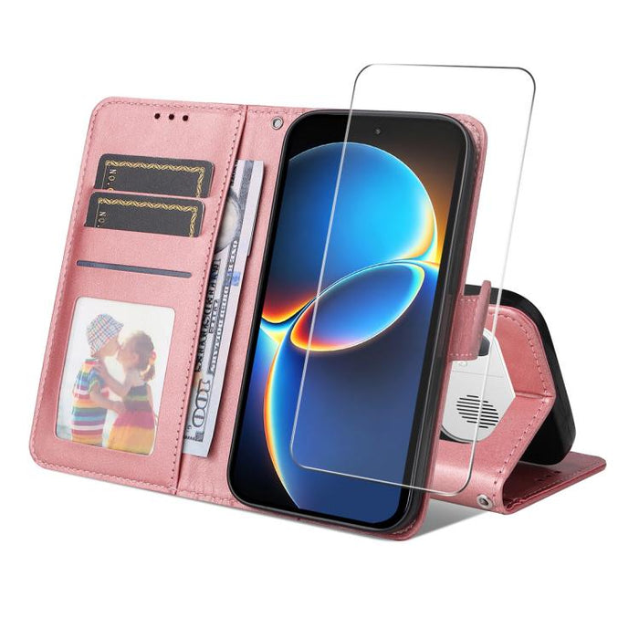 ENKAY - Funda para teléfono con tarjetero de piel de becerro con textura y película protectora, For Redmi 15 5G Global / 15 4G SEA 169.5mm, For Redmi 15 5G / 4G EU 171mm, For Redmi 15C 5G / 4G Global 171mm, For Redmi 15C 5G / 4G EU 173mm               ...