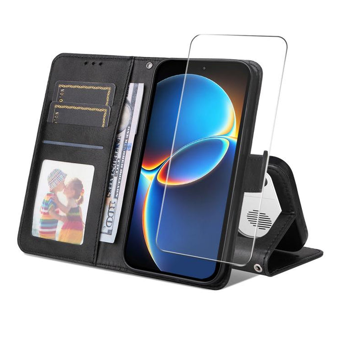 ENKAY - Funda para teléfono con tarjetero de piel de becerro con textura y película protectora, For Redmi 15 5G Global / 15 4G SEA 169.5mm, For Redmi 15 5G / 4G EU 171mm, For Redmi 15C 5G / 4G Global 171mm, For Redmi 15C 5G / 4G EU 173mm               ...