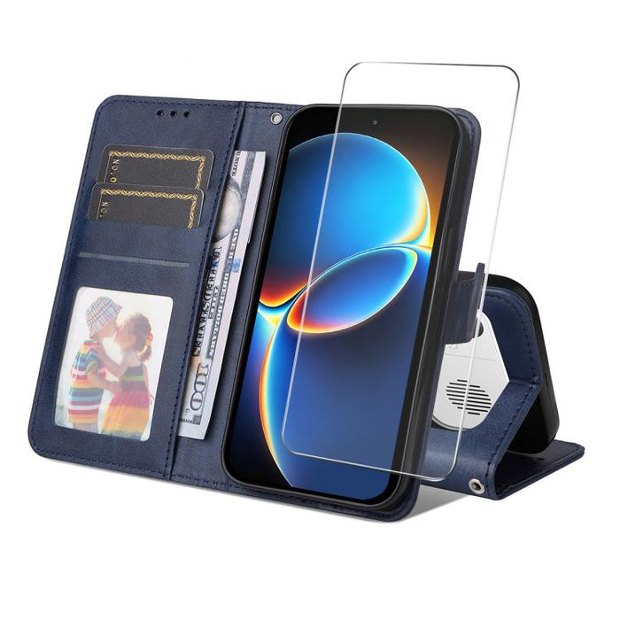 ENKAY - Funda para teléfono con tarjetero de piel de becerro con textura y película protectora, For Redmi 15 5G Global / 15 4G SEA 169.5mm, For Redmi 15 5G / 4G EU 171mm, For Redmi 15C 5G / 4G Global 171mm, For Redmi 15C 5G / 4G EU 173mm               ...
