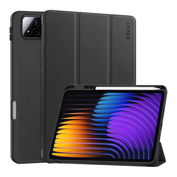 ENKAY - Funda inteligente para tableta de cuero TPU con textura Custer de tres pliegues y ranura para bolígrafo, For Xiaomi Redmi K Pad 2 8.8 2026, For Xiaomi Pad 7 / 7 Pro 11.2