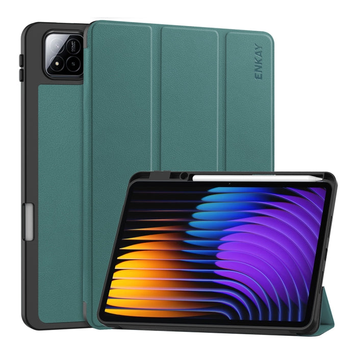 ENKAY - Funda inteligente para tableta de cuero TPU con textura Custer de tres pliegues y ranura para bolígrafo, For Xiaomi Redmi K Pad 2 8.8 2026, For Xiaomi Pad 7 / 7 Pro 11.2