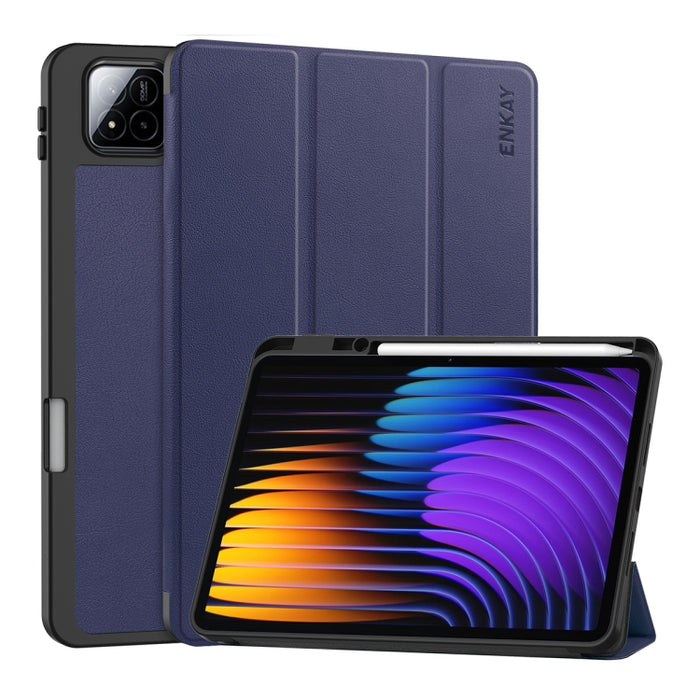 ENKAY - Funda inteligente para tableta de cuero TPU con textura Custer de tres pliegues y ranura para bolígrafo, For Xiaomi Redmi K Pad 2 8.8 2026, For Xiaomi Pad 7 / 7 Pro 11.2