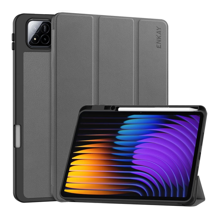 ENKAY - Funda inteligente para tableta de cuero TPU con textura Custer de tres pliegues y ranura para bolígrafo, For Xiaomi Redmi K Pad 2 8.8 2026, For Xiaomi Pad 7 / 7 Pro 11.2