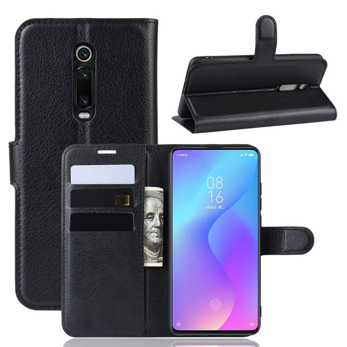 Litchi Texture Horizontal Flip Funda de cuero para Xiaomi Redmi K20/K20 Pro/Mi 9T/Mi 9T Pro, con billetera y soporte y ranuras para tarjetas