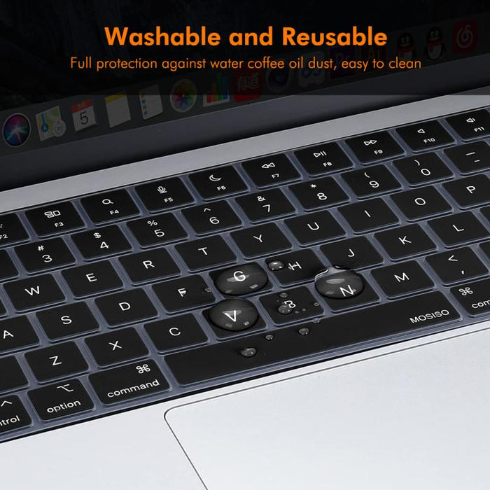 Funda para teclado ENKAY versión estadounidense con película protectora de silicona suave, For MacBook Pro 14.2 / Pro 16.2 / Air 13.6 / Air 15.3 / Pro 14.2 2025 M5 (A3434), For MacBook Pro 13.3 (A2289/A2338) / Pro 16 (A2141) / Pro 14.2 2025 M5 (A3434)