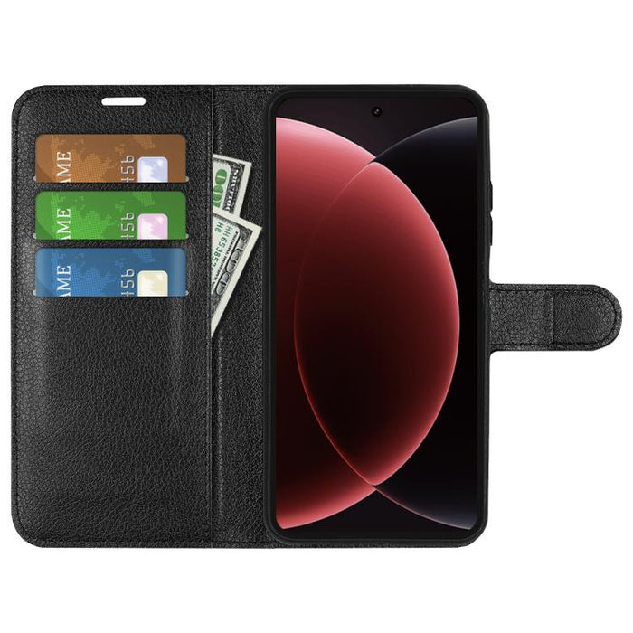 Funda de cuero con tapa horizontal y textura de lichi para teléfono con soporte, For Xiaomi Poco F7 Pro / Redmi K80
