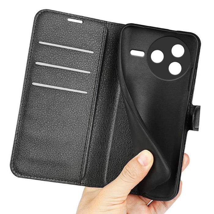 Funda de cuero con tapa horizontal y textura de lichi para teléfono con soporte, For Xiaomi Poco F7 Pro / Redmi K80
