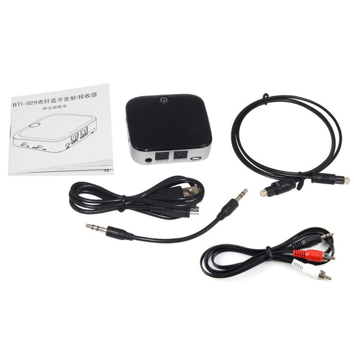 Adaptador 3.5mm8670 Receptor Bluetooth Transmisor Receptor Bluetooth auxiliar con fibra óptica, black
