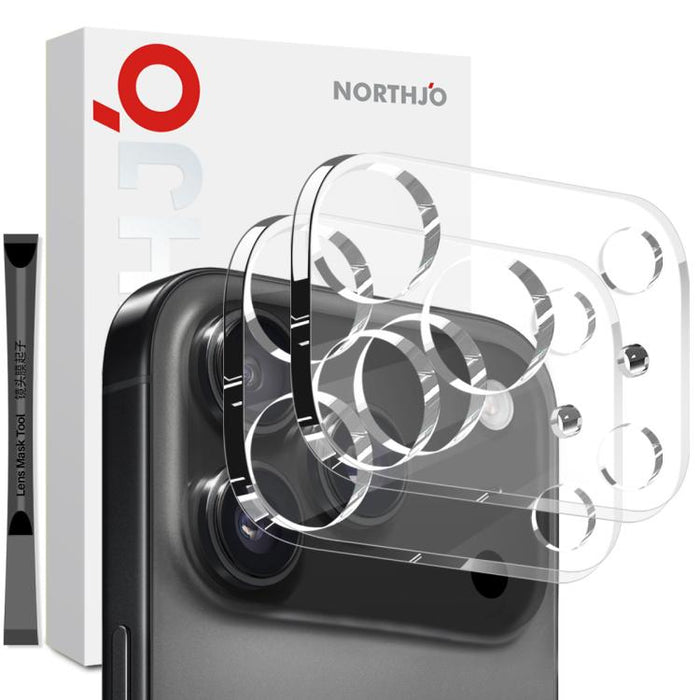 2 protectores de lente de cámara NORTHJO, película de vidrio templado 3D HD, For iPhone 17 Pro Max, For iPhone 17 Pro, For iPhone 17, For iPhone Air