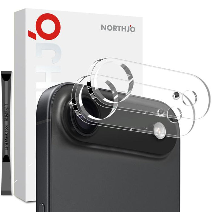 2 protectores de lente de cámara NORTHJO, película de vidrio templado 3D HD, For iPhone 17 Pro Max, For iPhone 17 Pro, For iPhone 17, For iPhone Air