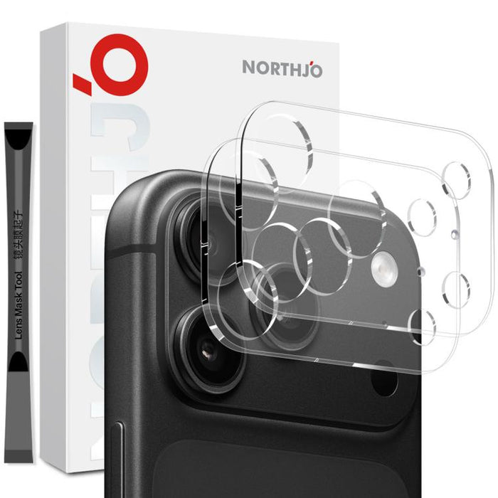 2 protectores de lente de cámara NORTHJO, película de vidrio templado 3D HD, For iPhone 17 Pro Max, For iPhone 17 Pro, For iPhone 17, For iPhone Air