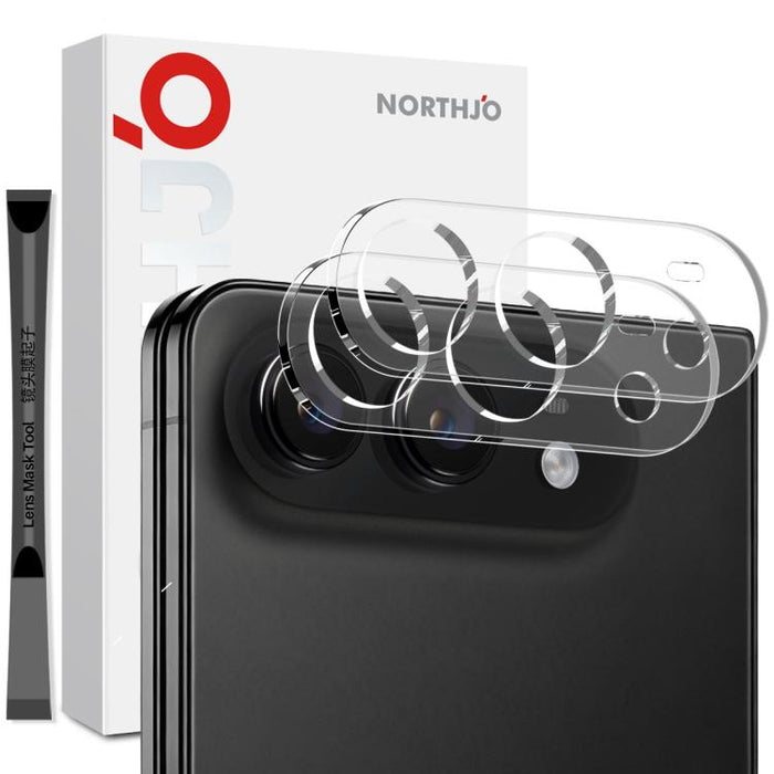 2 protectores de lente de cámara NORTHJO, película de vidrio templado 3D HD, For iPhone 17 Pro Max, For iPhone 17 Pro, For iPhone 17, For iPhone Air