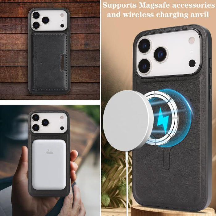 Kalebol Strong MagSafe Magnetic Two-Fold Card Bag Leather Phone Case, For iPhone 17 Pro Max, For iPhone 17 Pro, For iPhone 17, For iPhone Air