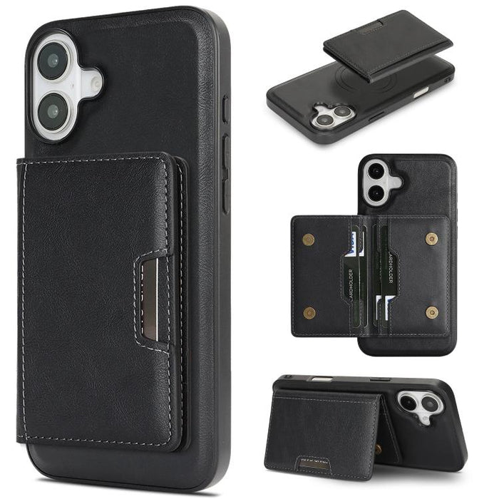 Kalebol Strong MagSafe Magnetic Two-Fold Card Bag Leather Phone Case, For iPhone 17 Pro Max, For iPhone 17 Pro, For iPhone 17, For iPhone Air