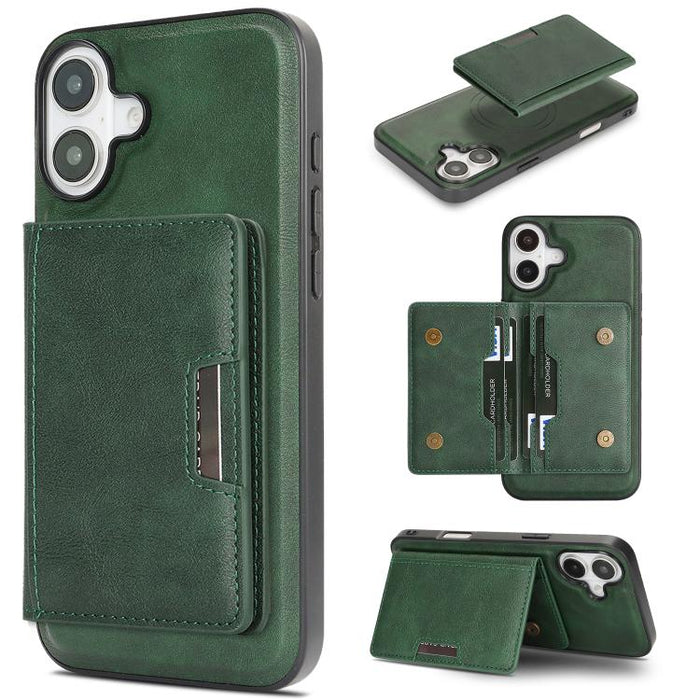 Kalebol Strong MagSafe Magnetic Two-Fold Card Bag Leather Phone Case, For iPhone 17 Pro Max, For iPhone 17 Pro, For iPhone 17, For iPhone Air