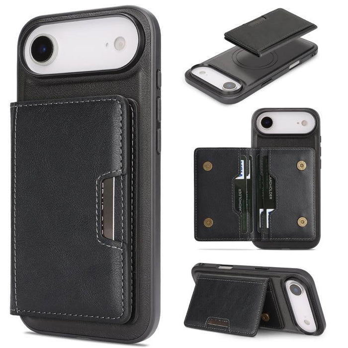 Kalebol Strong MagSafe Magnetic Two-Fold Card Bag Leather Phone Case, For iPhone 17 Pro Max, For iPhone 17 Pro, For iPhone 17, For iPhone Air