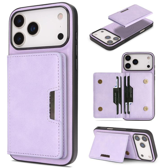 Kalebol Strong MagSafe Magnetic Two-Fold Card Bag Leather Phone Case, For iPhone 17 Pro Max, For iPhone 17 Pro, For iPhone 17, For iPhone Air