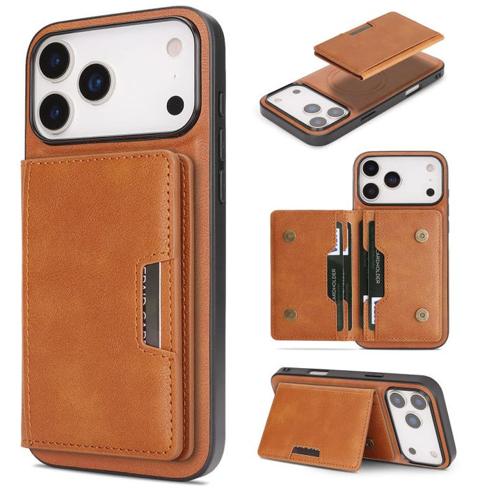 Kalebol Strong MagSafe Magnetic Two-Fold Card Bag Leather Phone Case, For iPhone 17 Pro Max, For iPhone 17 Pro, For iPhone 17, For iPhone Air