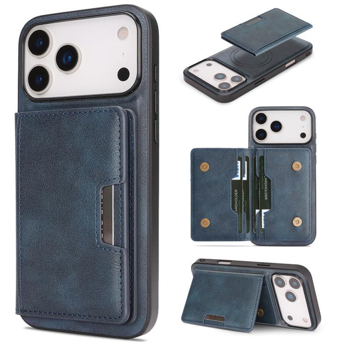 Kalebol Strong MagSafe Magnetic Two-Fold Card Bag Leather Phone Case, For iPhone 17 Pro Max, For iPhone 17 Pro, For iPhone 17, For iPhone Air