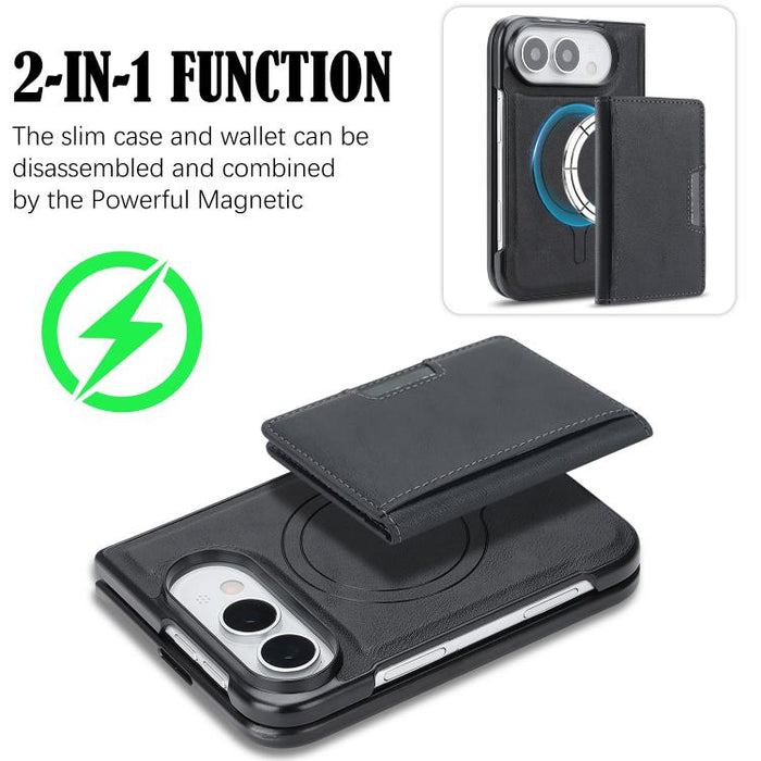Kalebol Strong MagSafe Magnetic Two-Fold Card Bag Leather Phone Case, For iPhone 17 Pro Max, For iPhone 17 Pro, For iPhone 17, For iPhone Air
