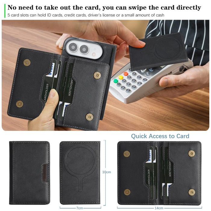 Kalebol Strong MagSafe Magnetic Two-Fold Card Bag Leather Phone Case, For iPhone 17 Pro Max, For iPhone 17 Pro, For iPhone 17, For iPhone Air