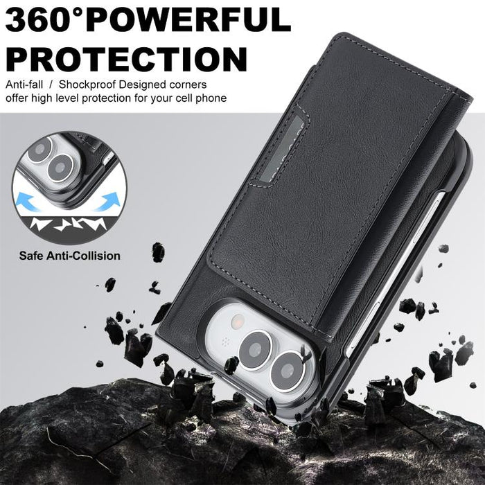 Kalebol Strong MagSafe Magnetic Two-Fold Card Bag Leather Phone Case, For iPhone 17 Pro Max, For iPhone 17 Pro, For iPhone 17, For iPhone Air