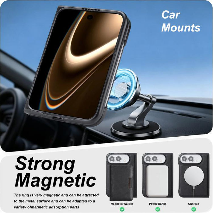 Kalebol Strong MagSafe Magnetic Two-Fold Card Bag Leather Phone Case, For iPhone 17 Pro Max, For iPhone 17 Pro, For iPhone 17, For iPhone Air