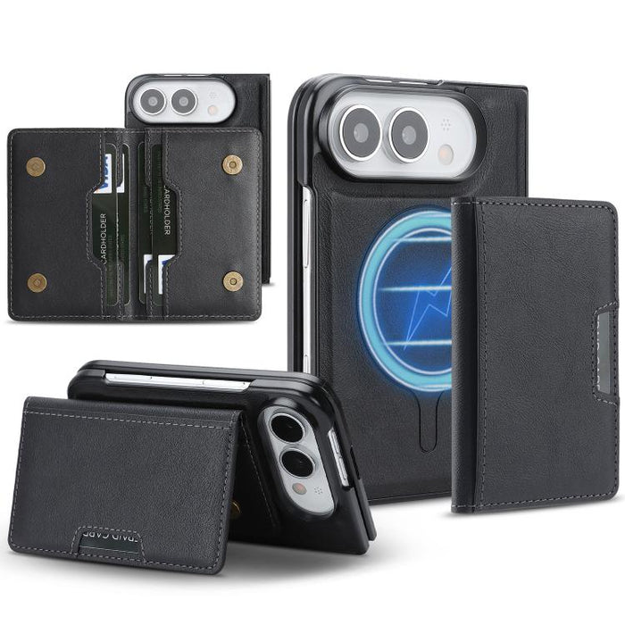 Kalebol Strong MagSafe Magnetic Two-Fold Card Bag Leather Phone Case, For iPhone 17 Pro Max, For iPhone 17 Pro, For iPhone 17, For iPhone Air