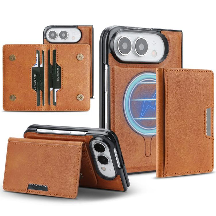 Kalebol Strong MagSafe Magnetic Two-Fold Card Bag Leather Phone Case, For iPhone 17 Pro Max, For iPhone 17 Pro, For iPhone 17, For iPhone Air