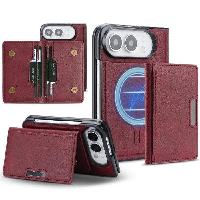 Kalebol Strong MagSafe Magnetic Two-Fold Card Bag Leather Phone Case, For iPhone 17 Pro Max, For iPhone 17 Pro, For iPhone 17, For iPhone Air