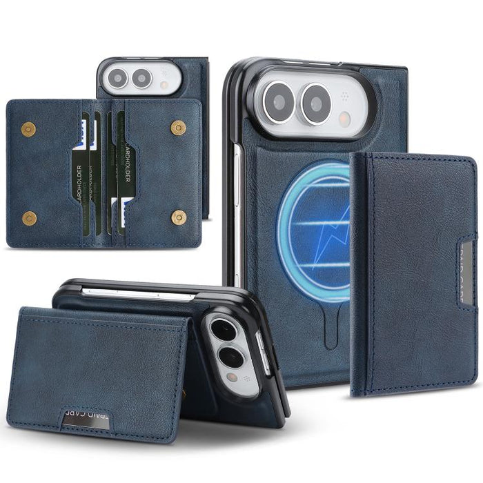 Kalebol Strong MagSafe Magnetic Two-Fold Card Bag Leather Phone Case, For iPhone 17 Pro Max, For iPhone 17 Pro, For iPhone 17, For iPhone Air